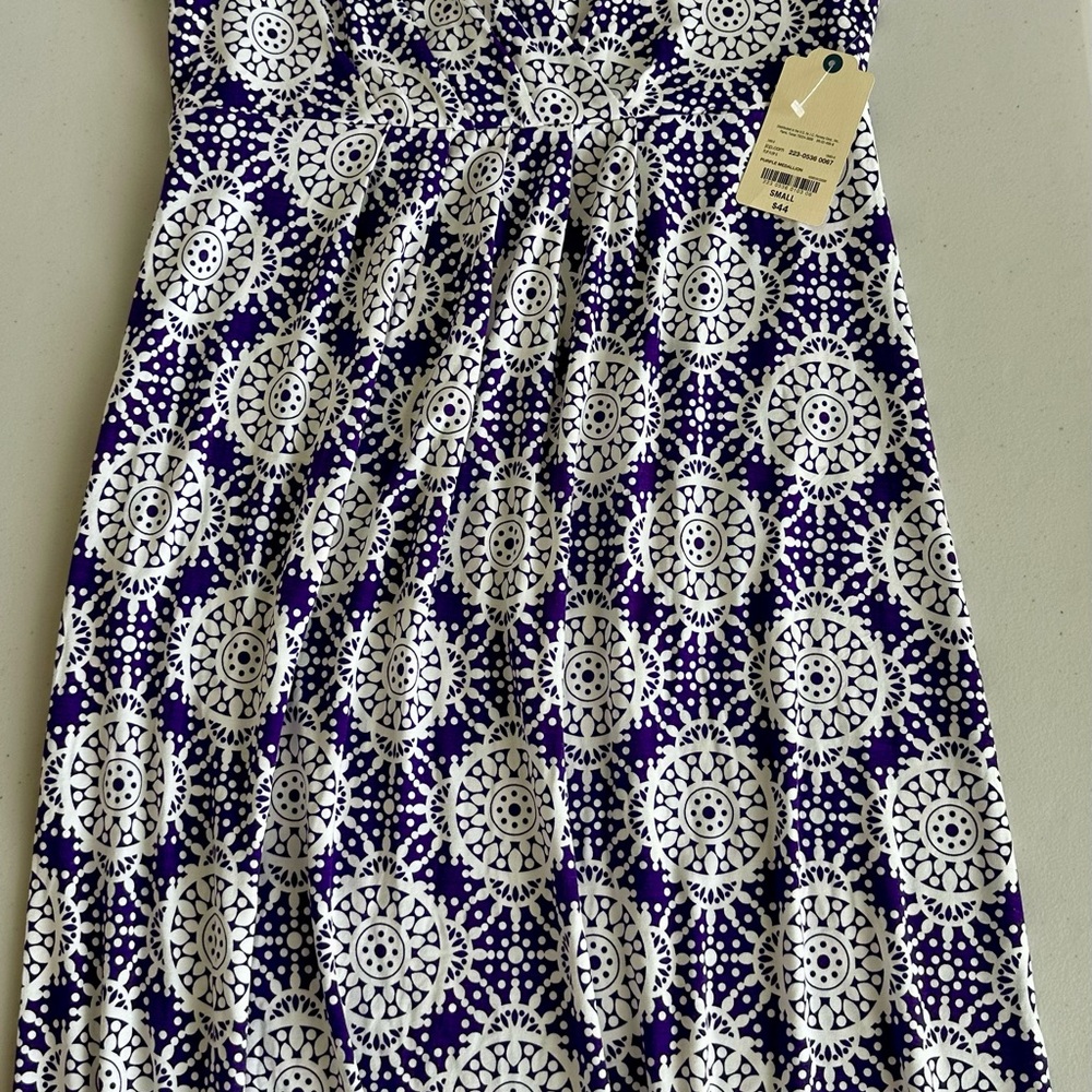 St. John's Bay Navy and White Patterned Midi Dress - Picture 3 of 8